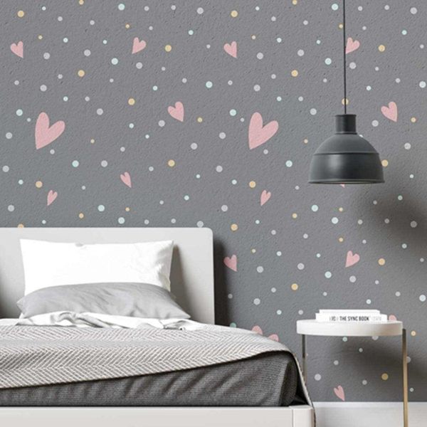 Papel De Parede Adesivo Jovem Coração N02064 0,48x2,5m