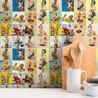 Papel De Parede Adesivo Ladrilho Retro Vintage Pin-ups - 60x3