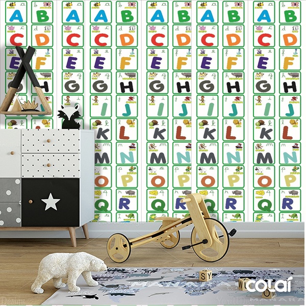Papel De Parede Adesivo Lavável Abecedário  9m