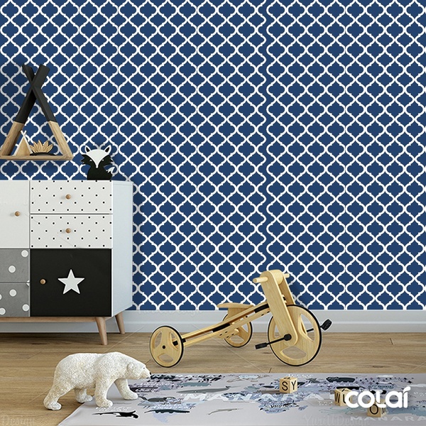 Papel De Parede Adesivo Lavável Abstrato Azul Petróleo 12m