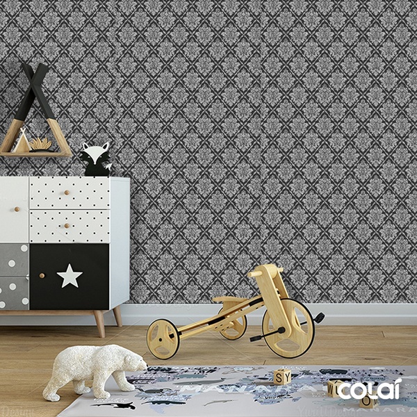 Papel De Parede Adesivo Lavável Abstrato Cinza E Preto 6m