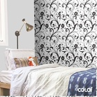 Papel De Parede Adesivo Lavável Abstrato Flores Pretas 9m