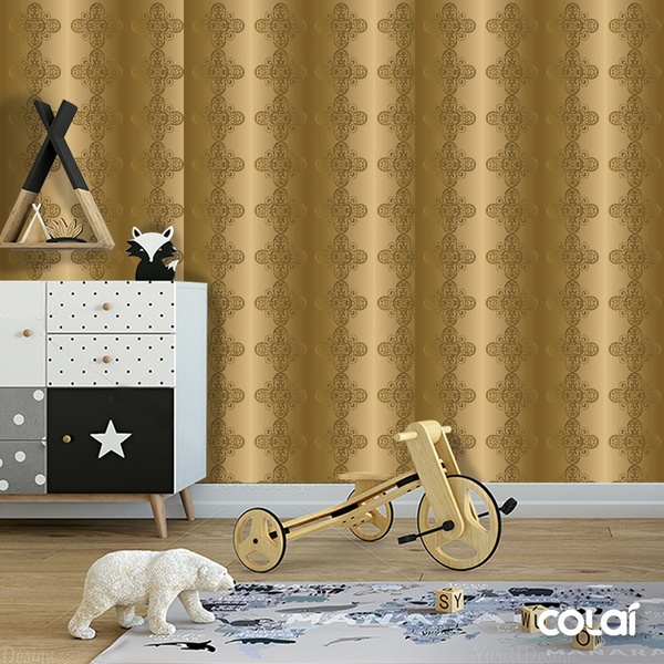 Papel De Parede Adesivo Lavável Abstrato Fundo Dourado 9m