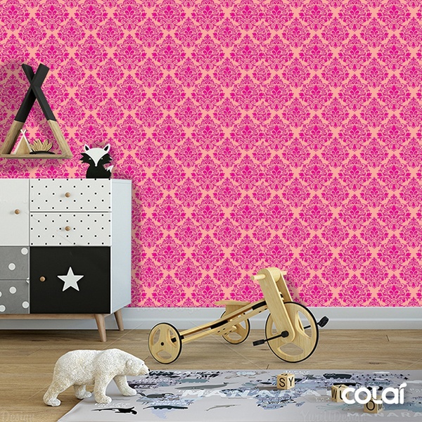 Papel De Parede Adesivo Lavável Abstrato Rosa 6m