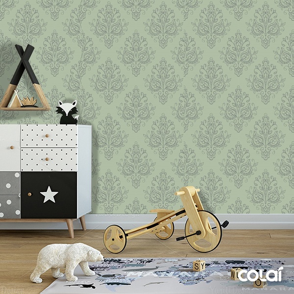 Papel De Parede Adesivo Lavável Abstrato Verde Musgo 12m