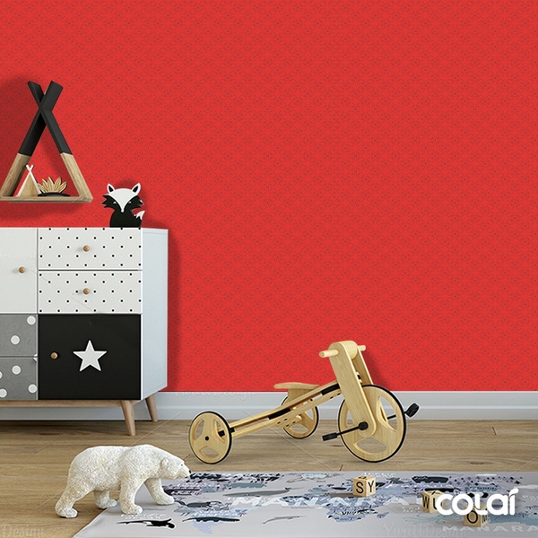 Papel De Parede Adesivo Lavável Abstrato Vermelho Vivo 9m