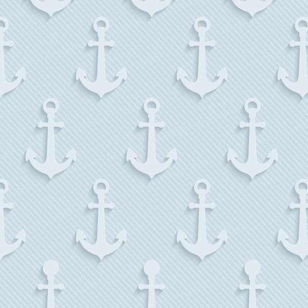 Papel De Parede Adesivo Lavável Ancôras Azuis Claras 15m