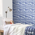 Papel De Parede Adesivo Lavável Arabesco Azul 12m