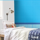 Papel De Parede Adesivo Lavável Azul Com Bolas Brancas 6m