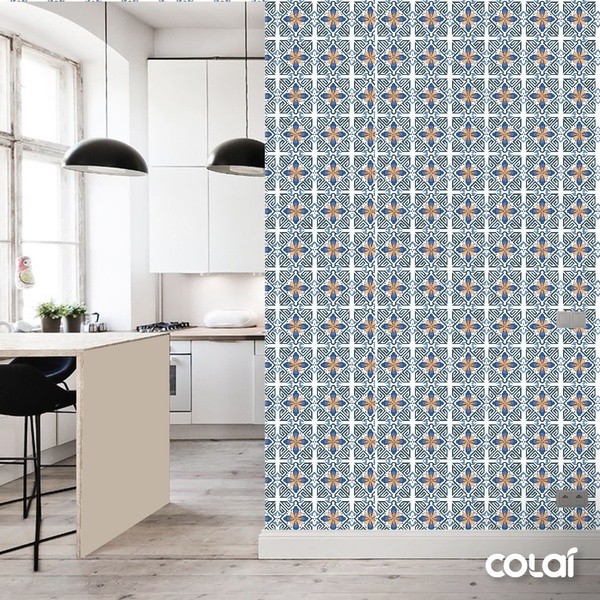 Papel De Parede Adesivo Lavável Azulejo Mosáico 9m