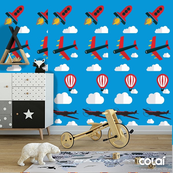 Papel De Parede Adesivo Lavável Balão Vermelho 6m