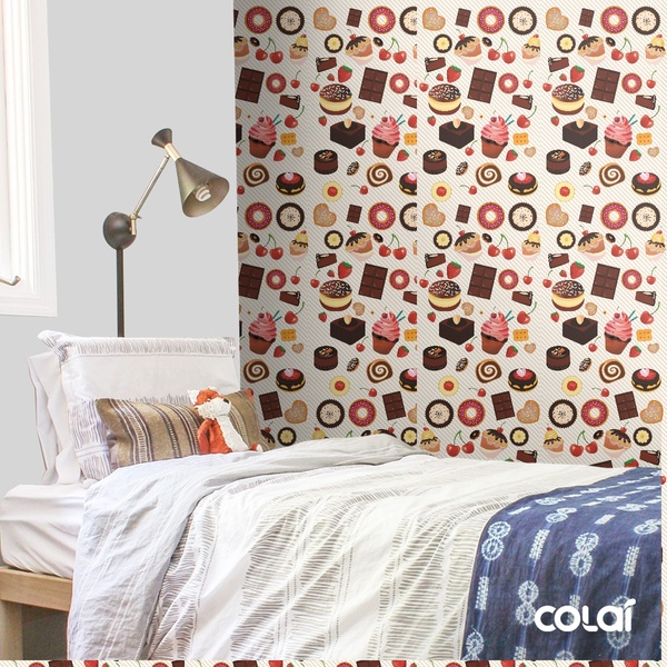 Papel De Parede Adesivo Lavável Bolos 15m