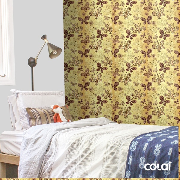 Papel De Parede Adesivo Lavável Borboletas Douradas 15m