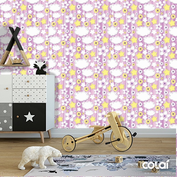 Papel De Parede Adesivo Lavável Botões Mágicos 6m