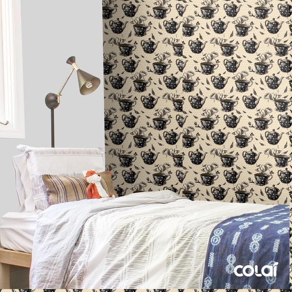 Papel De Parede Adesivo Lavável Bules E Xícaras 3m