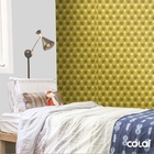 Papel De Parede Adesivo Lavável Capitone Amarelo 9m