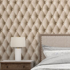 Papel De Parede Adesivo Lavável Capitone Bege Elegante Cabece