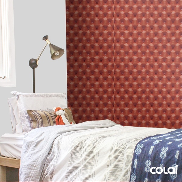 Papel De Parede Adesivo Lavável Capitone Marrom 6m