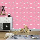 Papel De Parede Adesivo Lavável Céu Rosa Bebê 15m