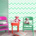 Papel De Parede Adesivo Lavável Chevron Verde E Branco G0017