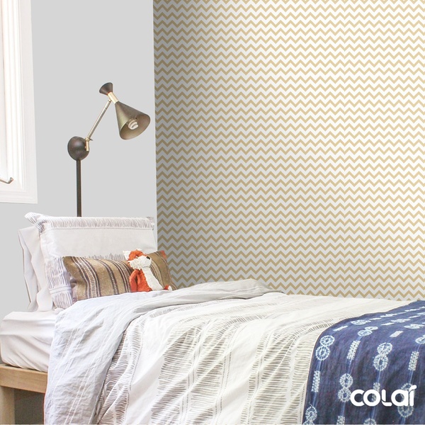 Papel De Parede Adesivo Lavável Chevrons Mostarda 18m