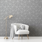 Papel De Parede Adesivo Lavável Cinza Geométrico Liso 12m