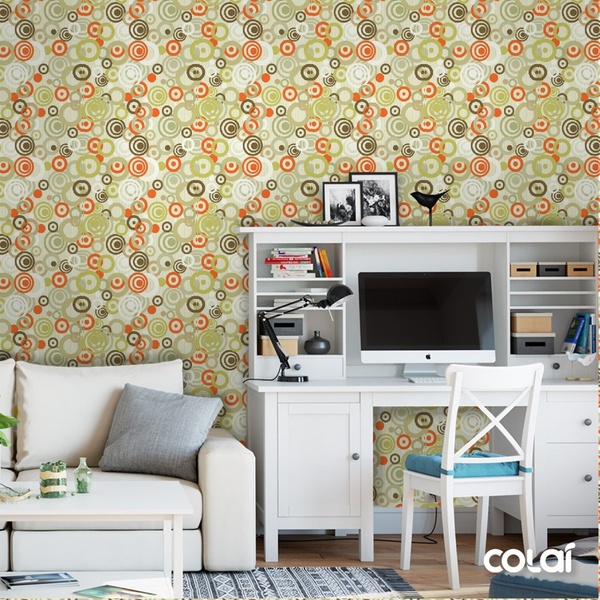 Papel De Parede Adesivo Lavável Circulos Coloridos 15m