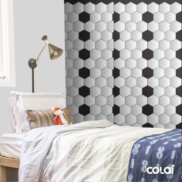 Papel De Parede Adesivo Lavável Colméia Cinza 12m