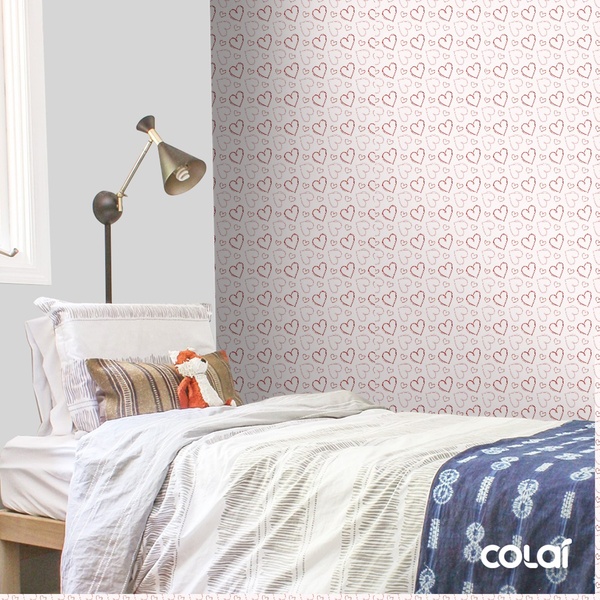 Papel De Parede Adesivo Lavável Corações 18m