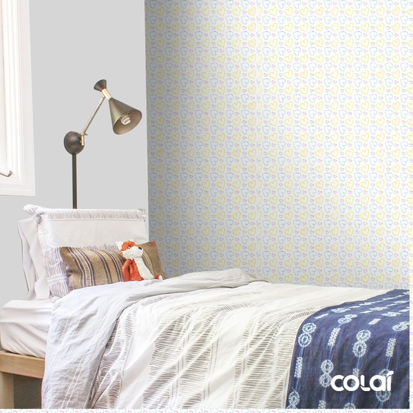 Papel De Parede Adesivo Lavável Corações Coloridos 6m