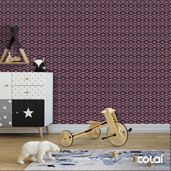 Papel De Parede Adesivo Lavável Coroas Fundo Preto 12m