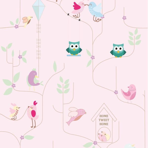 Papel De Parede Adesivo Lavável Coruja Verde 15m