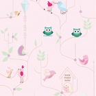 Papel De Parede Adesivo Lavável Coruja Verde 18m