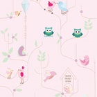 Papel De Parede Adesivo Lavável Coruja Verde 9m