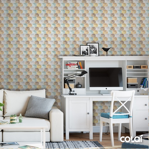 Papel De Parede Adesivo Lavável Cubos Coloridos 3d 9m