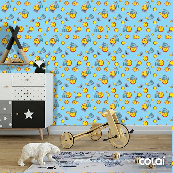 Papel De Parede Adesivo Lavável Espaço Animado 18m