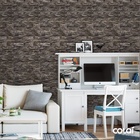 Papel De Parede Adesivo Lavável Filete Pedra 3d Escura 18m