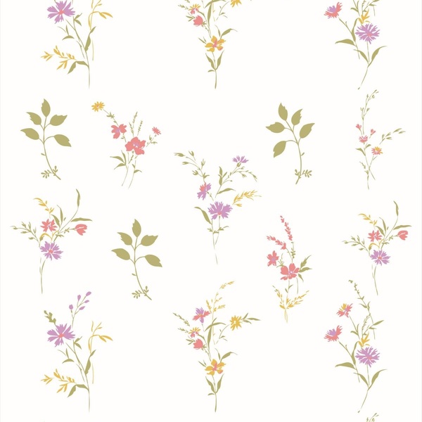 Papel De Parede Adesivo Lavável Floral De Fundo Branco 15m