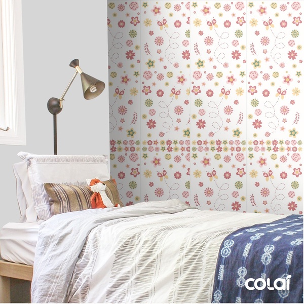 Papel De Parede Adesivo Lavável Flores E Borboleta 12m