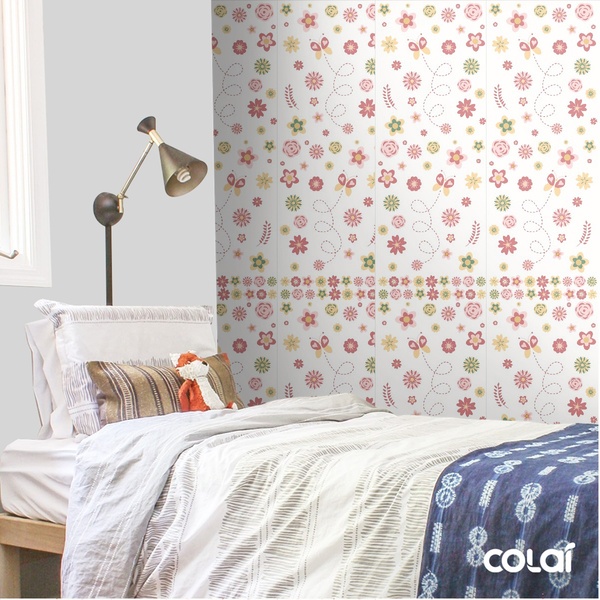 Papel De Parede Adesivo Lavável Flores E Borboleta 9m