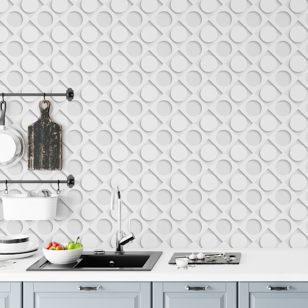 Papel De Parede Adesivo Lavável Geométrico Efeito Circula 3d