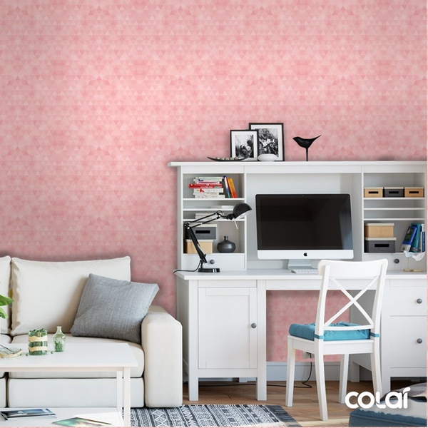 Papel De Parede Adesivo Lavável Geométrico Rosê 15m