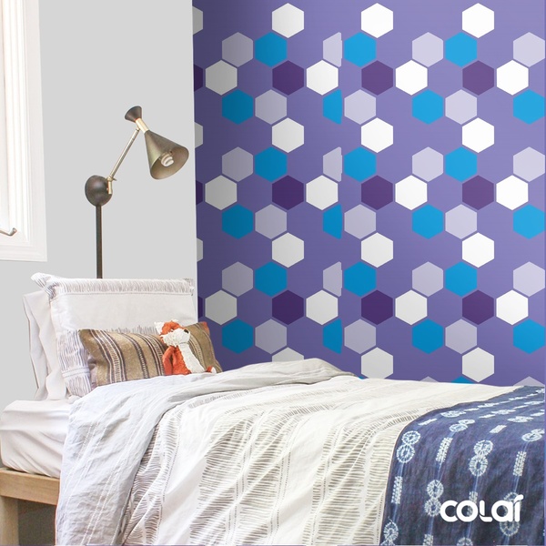 Papel De Parede Adesivo Lavável Hexágonos 6m