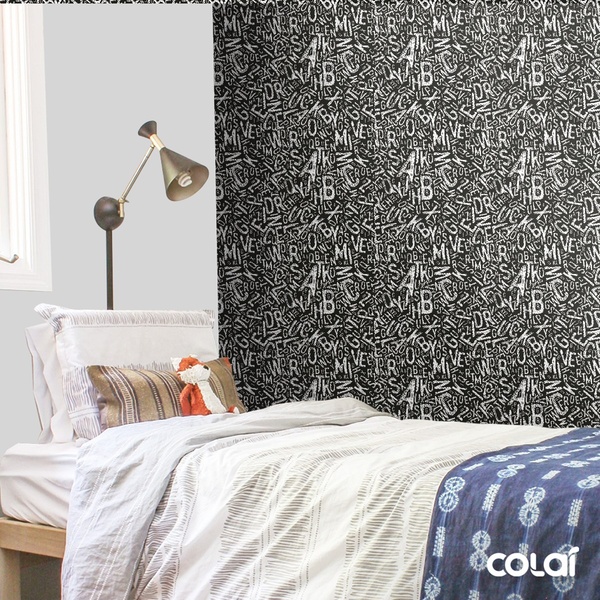 Papel De Parede Adesivo Lavável Letras De Giz 15m