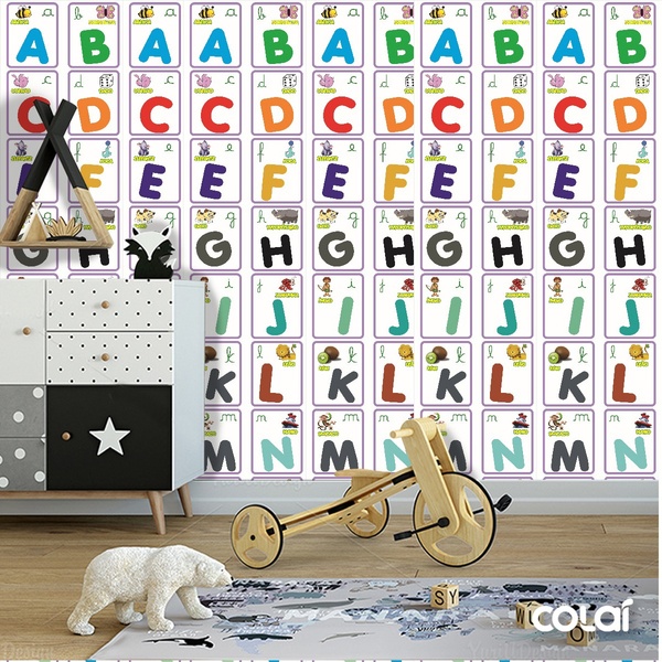 Papel De Parede Adesivo Lavável Letras Divertidas 12m