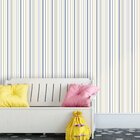 Papel De Parede Adesivo Lavavel Listrado Azul E Bege 500x60cm