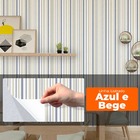 Papel De Parede Adesivo Lavavel Listrado Azul E Bege 500x60cm
