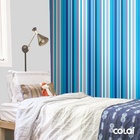 Papel De Parede Adesivo Lavável Listrado Azul E Branco 12m