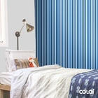 Papel De Parede Adesivo Lavável Listrado Azul Escuro 9m