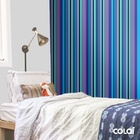 Papel De Parede Adesivo Lavável Listrado Azul Neon 18m